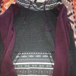 Women’s Empyre maroon/tribal print hoodie